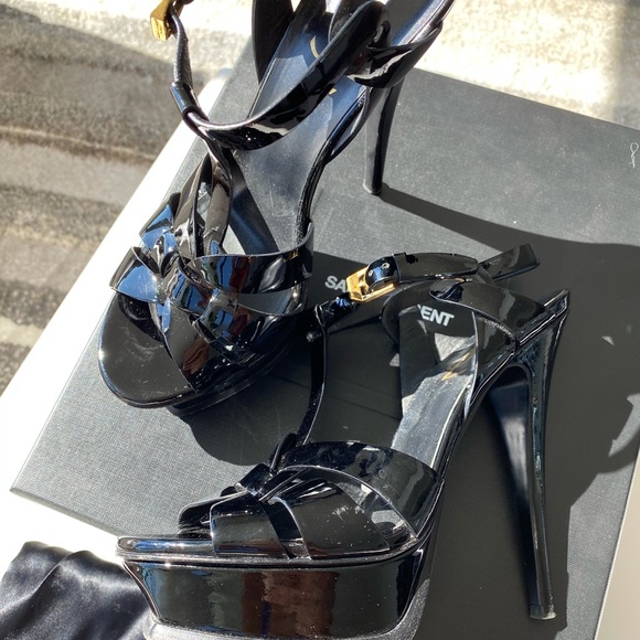 Saint Laurent TRIBUTE PLATFORM SANDALS PATENT US 6 - Picture 8 of 16